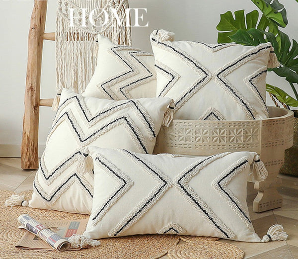 Beige Decorative Throw Pillows, Geometric Square Modern Throw Pillows for Couch, Contemporary Throw Pillow for Interior Design-Art Painting Canvas