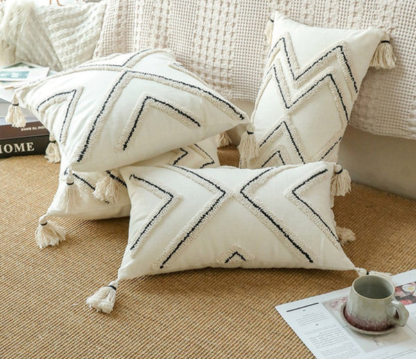 Beige Decorative Throw Pillows, Geometric Square Modern Throw Pillows for Couch, Contemporary Throw Pillow for Interior Design-Art Painting Canvas