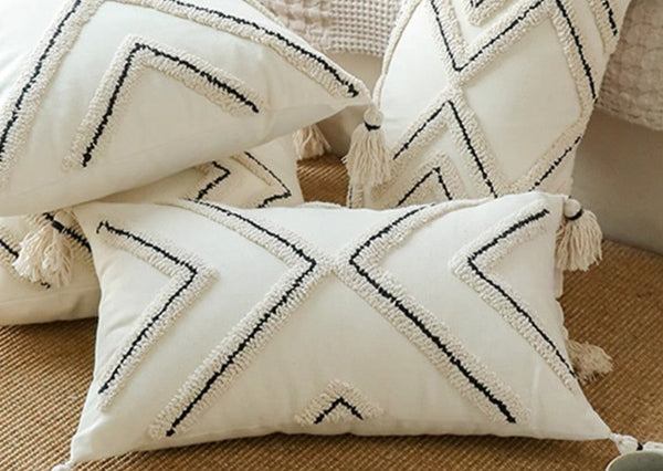 Geometric Square Modern Throw Pillows for Couch, Beige Decorative Throw Pillows, Contemporary Throw Pillow for Interior Design-Art Painting Canvas