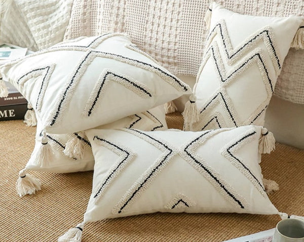 Beige Decorative Throw Pillows, Geometric Square Modern Throw Pillows for Couch, Contemporary Throw Pillow for Interior Design-Art Painting Canvas
