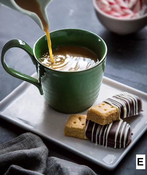 Creative Brown Green Blue Ceramic Coffee Mugs, Large Modern Handmade Pottery Coffee Cup, Large Unique Tea Cup, Large Capacity Coffee Cups-Art Painting Canvas