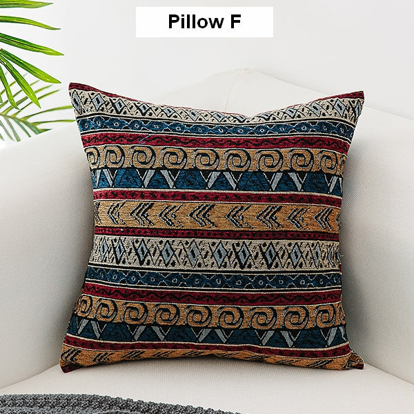 Unique Bohemian Decorative Sofa Pillows, Extra Large Geometric Pattern Chenille Throw Pillows, Oriental Throw Pillow for Couch-Art Painting Canvas
