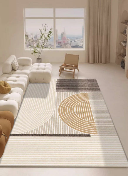 Contemporary Soft Rugs for Living Room, Bedroom Modern Rugs, Cream Color Geometric Modern Rugs, Modern Rugs for Dining Room-Art Painting Canvas