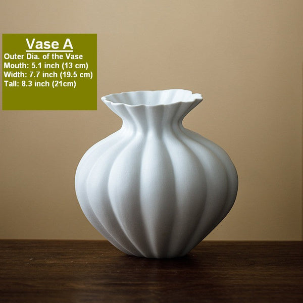 Handmade Water Holding Flower Vases, Modern Black Flower Vase Centerpiece on Table, Porcelain Flower Vases, Ceramic Bouquet Vases-Art Painting Canvas