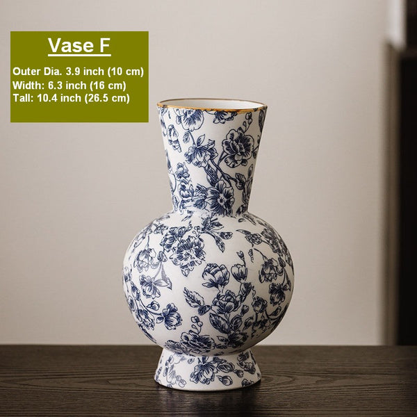 Porcelain Flower Vases, Modern Ceramic Bouquet Vases, Centerpiece on Dining Table, Flower Vase on Table, Handmade Water Holding Flower Vases-Art Painting Canvas