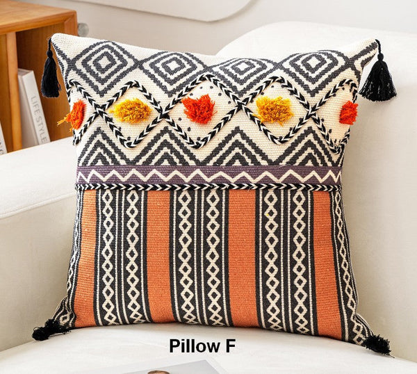 Decorative Throw Pillows for Living Room, Bohemian Decorative Sofa Pillows, Geometric Modern Pillows, Oriental Square Pillows for Couch-Art Painting Canvas