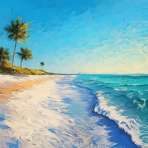 Heavy Texture Canvas Art, Small Palette Knife Oil Paintings, Original Small Landscape Paintings, Florida Seashore Beach Palm Tree Painting, Easy Landscape Painting Ideas, Simple Small Canvas Paintings-Art Painting Canvas