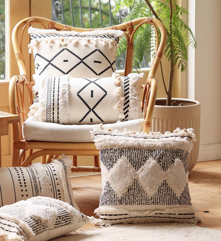 Modern Interior Design Pillows, Geometric Pattern Cushion Covers, Stylish Home Decor Accents, Designer Throw