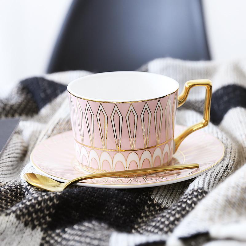 Latte Coffee Cups with Gold Trim and Gift Box, British Tea Cups, Elegant Porcelain Coffee Cups, Tea Cups and Saucers-Art Painting Canvas