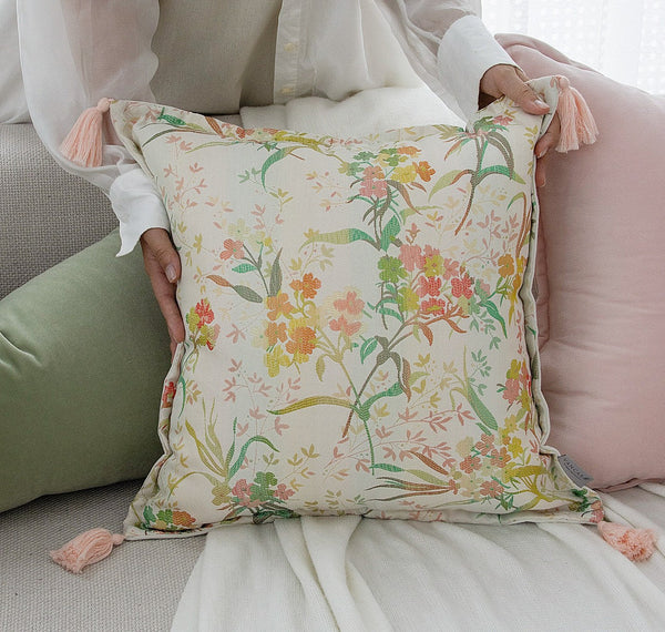 Embroidered Floral Bird Pattern Pillow Covers, Living Room Decorative Pillows, Modern Decorative Cushions, Decorative Pillows for Bed, Decorative Pillow Arrangement Ideas for Interior Design-Art Painting Canvas
