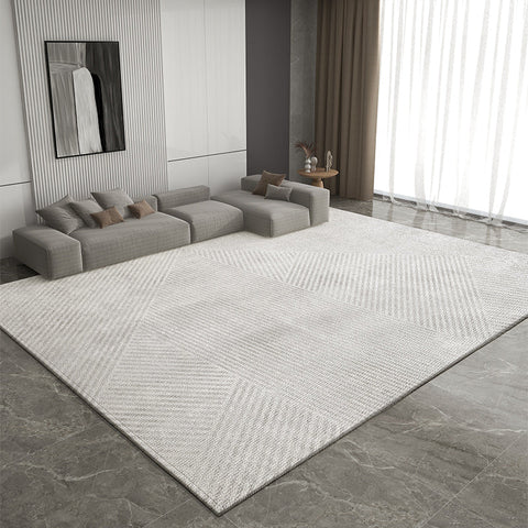 Geometric Modern Rug Placement Ideas for Dining Room, Gray Contemporary Modern Rugs for Living Room, Extra Large Modern Rugs for Bedroom-Art Painting Canvas