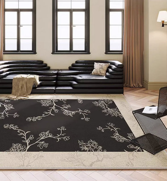 Unique Bedroom Modern Rugs, Contemporary Modern Rugs under Dining Room Table, French Style Rugs for Interior Design, Flower Pattern Modern Rugs for Living Room