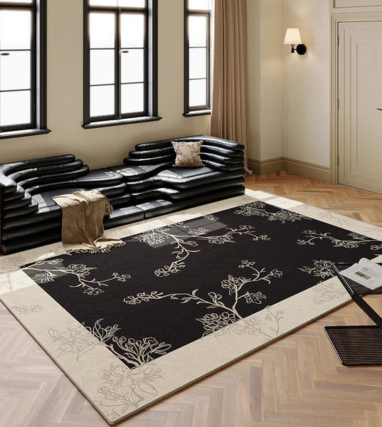Unique Bedroom Modern Rugs, Contemporary Modern Rugs under Dining Room Table, French Style Rugs for Interior Design, Flower Pattern Modern Rugs for Living Room