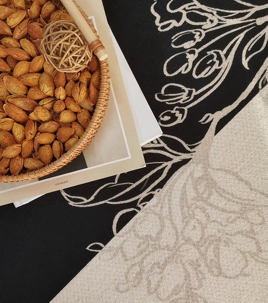 Bedroom Modern Rugs, French Style Flower Pattern Rugs for Interior Design, Contemporary Modern Rugs under Dining Room Table, Flower Pattern Modern Rugs for Living Room-Art Painting Canvas