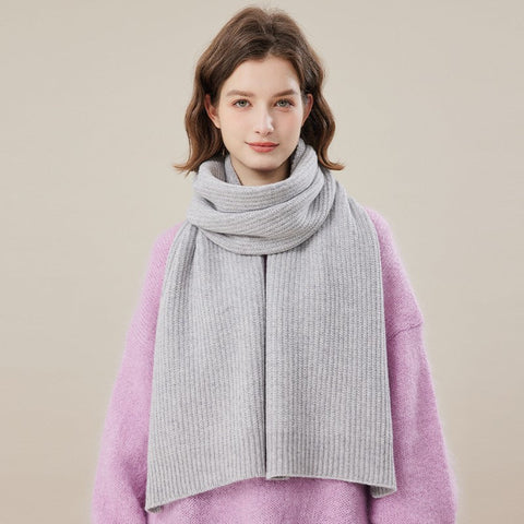 Warm Winter Scarf, Soft Cashmere Scarf for Women, Casual Scarf for Women, Cold Weather Scarf, Fashion Designer Scarf, Green White Grey Wool Scarf for Women-Art Painting Canvas