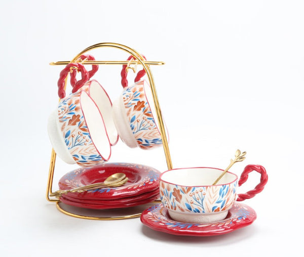 Ceramic Coffee Cup Set, Tea Cup With Saucer, Coffee Cup With Saucer, Porcelain Tea Cup Set, British Afternoon Tea Set, Gift Box Tea Set-Art Painting Canvas