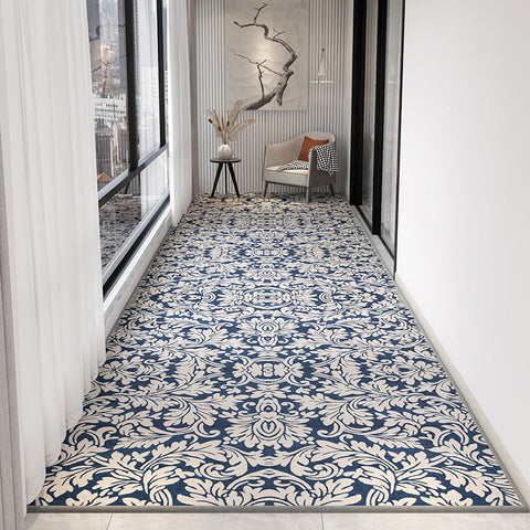 Bedroom Runner Rugs, Stain-resistant Non Slip Entrance Hallway Runners, Extra Long Narrow Blue Runner Rugs, Modern Long Hallway Runners, Contemporary Entryway Runner Rug Ideas-Art Painting Canvas