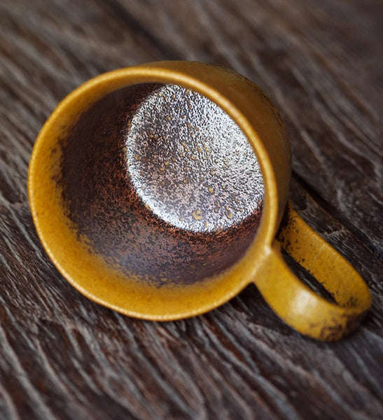 Creative Brown Green Blue Ceramic Coffee Mugs, Large Modern Handmade Pottery Coffee Cup, Large Unique Tea Cup, Large Capacity Coffee Cups-Art Painting Canvas