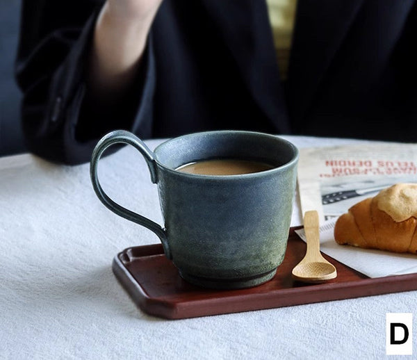 Creative Brown Green Blue Ceramic Coffee Mugs, Large Modern Handmade Pottery Coffee Cup, Large Unique Tea Cup, Large Capacity Coffee Cups-Art Painting Canvas