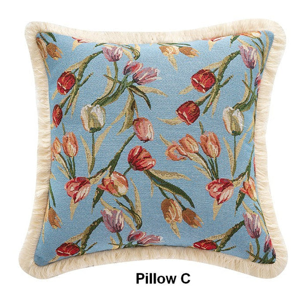 Large Flower Decorative Pillows for Bedroom, Decorative Sofa Pillows for Couch, Tulip Flower Pillow Covers, Farmhouse Decorative Pillows-Art Painting Canvas