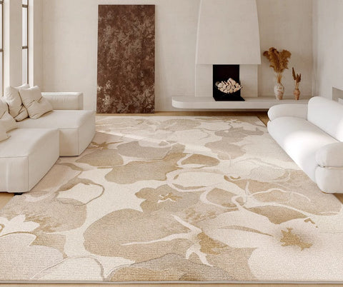 Bedroom Modern Soft Rugs, French Style Modern Rugs for Interior Design, Contemporary Modern Rugs under Dining Room Table, Flower Pattern Modern Rugs for Living Room-Art Painting Canvas