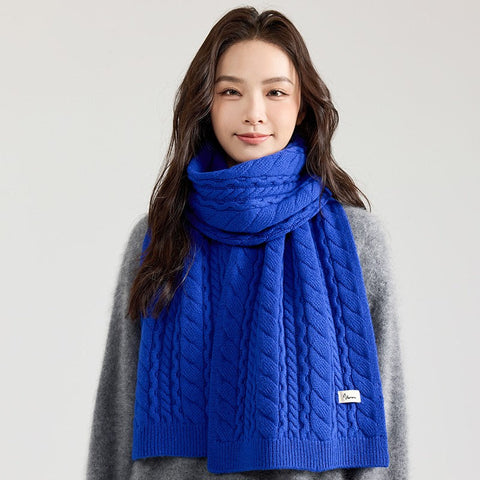 Modern Winter Scarf, Blue Casual Scarf for Women, Fashion Designer Scarf, Cold Weather Scarf, Wool Scarf for Women, Soft Cashmere Scarf for Women-Art Painting Canvas