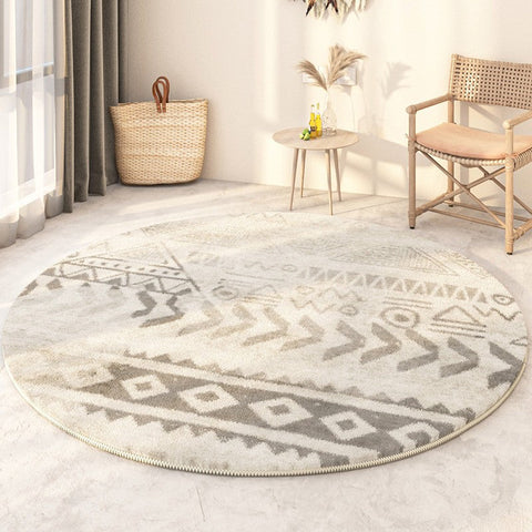 Geometric Modern Rugs for Bedroom, Modern Round Rugs under Coffee Table, Circular Modern Rugs under Sofa, Abstract Contemporary Round Rugs-Art Painting Canvas