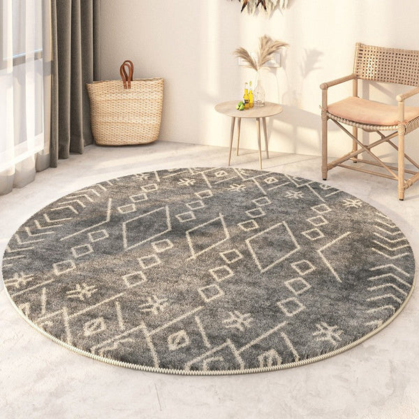 Geometric Modern Rugs for Bedroom, Circular Modern Rugs under Sofa, Modern Round Rugs under Coffee Table, Abstract Contemporary Round Rugs-Art Painting Canvas