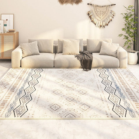 Washable Bathroom Runner Rugs, Morocco Contemporary Rug Ideas for Living Room, Modern Runner Rugs Next to Bed, Large Modern Rugs for Dining Room-Art Painting Canvas