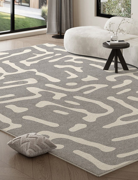 Modern Rugs for Living Room, Gray Modern Rugs for Bedroom, Large Geometric Rugs, Contemporary Area Rugs for Dining Room-Art Painting Canvas