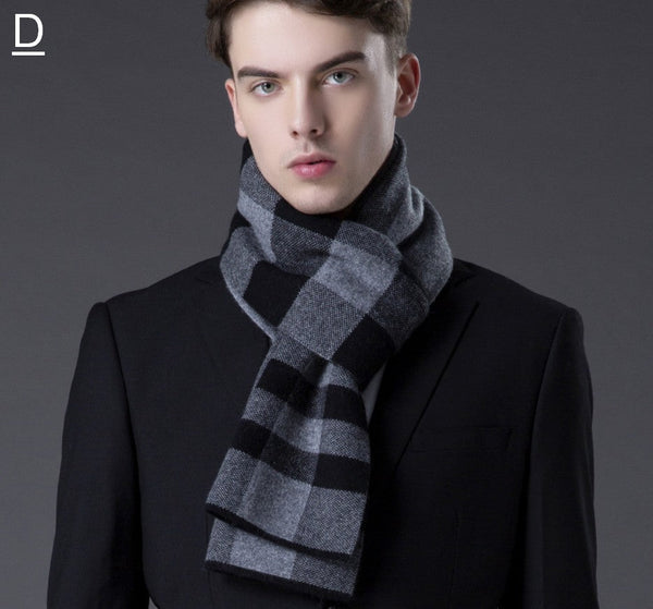 Cashmere Scarf for Gentleman, Long Thick Wool Scarf, Men's Winter Scarf, Red Gray Fashion Scarf, Christmas Gift for Men, Men's Wool Scarf Winter-Art Painting Canvas