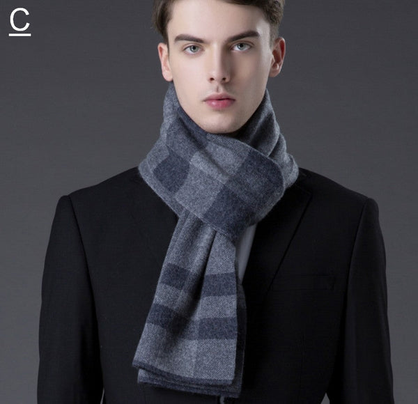 Cashmere Scarf for Gentleman, Long Thick Wool Scarf, Men's Winter Scarf, Red Gray Fashion Scarf, Christmas Gift for Men, Men's Wool Scarf Winter-Art Painting Canvas