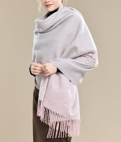 Light Gray and Dusty Rose Fashion Scarf, Christmas Gift, Gifts for Her, Long Wool Scarf, Soft Wool Scarf for Women, Warm Cape, Evening Wrap, Winter Shawl, Elegant Shawl-Art Painting Canvas