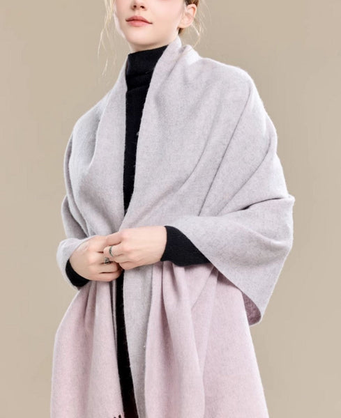 Light Gray and Dusty Rose Fashion Scarf, Christmas Gift, Gifts for Her, Long Wool Scarf, Soft Wool Scarf for Women, Warm Cape, Evening Wrap, Winter Shawl, Elegant Shawl-Art Painting Canvas