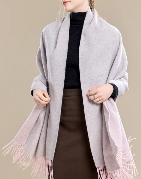 Light Gray and Dusty Rose Fashion Scarf, Christmas Gift, Gifts for Her, Long Wool Scarf, Soft Wool Scarf for Women, Warm Cape, Evening Wrap, Winter Shawl, Elegant Shawl-Art Painting Canvas