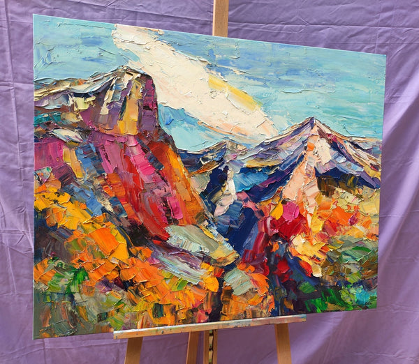 Abstract Art Landscape, Canvas Wall Art Paintings, Mountain Landscape Painting, Custom Landscape Oil Painting-Art Painting Canvas