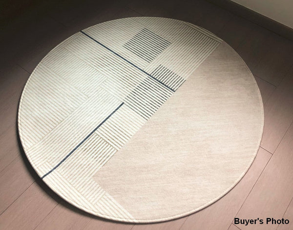 Abstract Contemporary Round Rugs under Chairs, Circular Area Rugs for Bedroom, Modern Rugs for Dining Room, Geometric Modern Rugs for Living Room-Art Painting Canvas