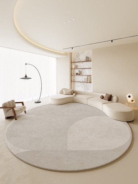 Living Room Modern Grey Rugs, Circular Rugs under Coffee Table, Round Contemporary Modern Rugs in Bedroom, Modern Carpets for Dining Room-Art Painting Canvas