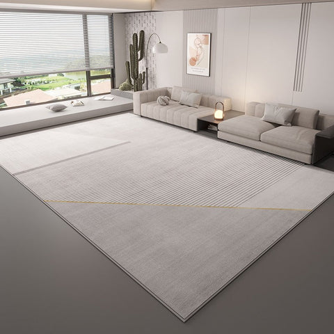 Simple Large Contemporary Floor Carpets, Grey Geometric Modern Rugs in Bedroom, Living Room Modern Area Rugs, Dining Room Modern Rugs-Art Painting Canvas