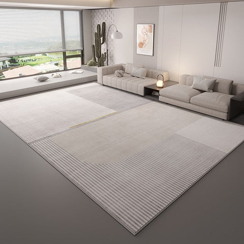 Unique Large Contemporary Floor Carpets for Living Room, Grey Geometric Modern Rugs in Bedroom, Modern Rugs for Sale, Dining Room Modern Rugs-Art Painting Canvas