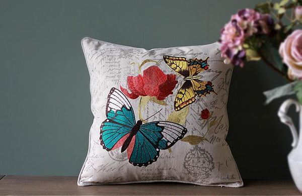 Decorative Throw Pillows, Butterfly Cotton and linen Pillow Cover, Sofa Decorative Pillows, Decorative Pillows for Couch-Art Painting Canvas