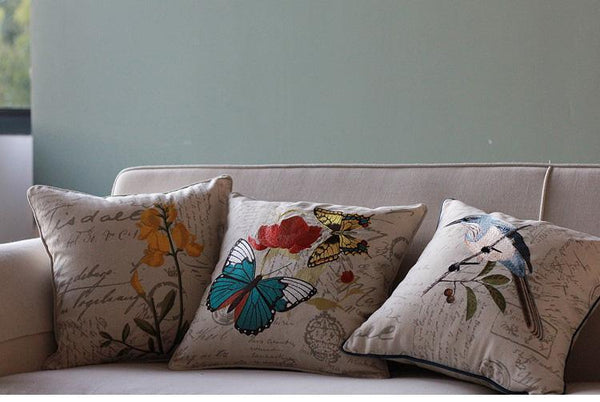 Decorative Throw Pillows, Butterfly Cotton and linen Pillow Cover, Sofa Decorative Pillows, Decorative Pillows for Couch-Art Painting Canvas