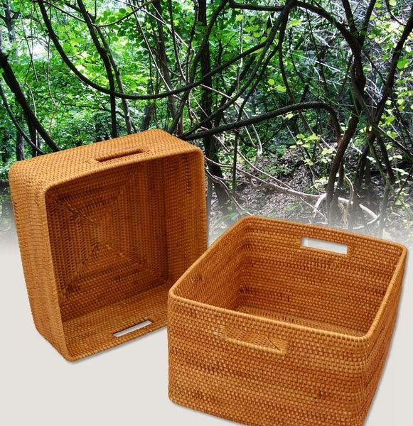 Extra Large Storage Baskets for Living Room, Storage Baskets for Clothes, Rectangular Storage Basket for Shelves, Woven Rattan Storage Basket for Kitchen-Art Painting Canvas