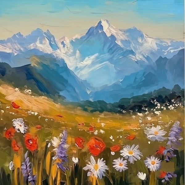 The Alps Mountain Painting, Original Small Landscape Paintings, Heavy Texture Canvas Art, Small Canvas Paintings, Easy Landscape Painting Ideas, Simple Small Canvas Paintings-Art Painting Canvas