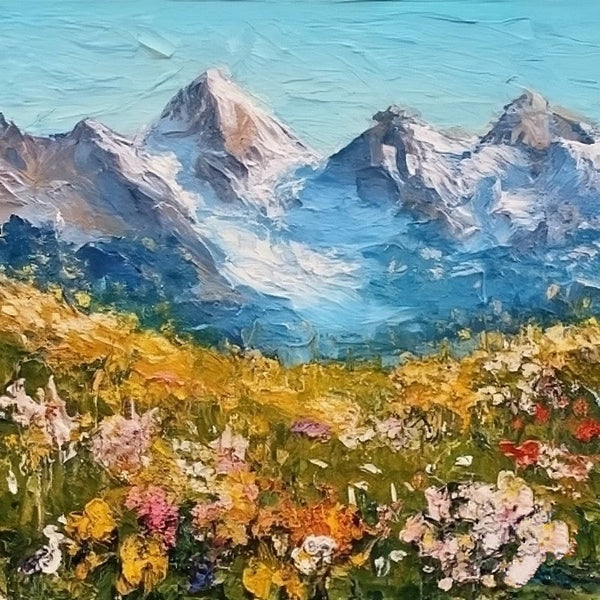 Heavy Texture Canvas Art, Small Canvas Paintings, The Alps Mountain Painting, Original Small Landscape Paintings, Easy Landscape Painting Ideas, Simple Small Canvas Paintings-Art Painting Canvas