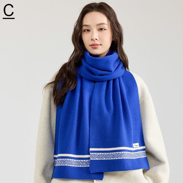 Modern Winter Scarf, Blue Casual Scarf for Women, Fashion Designer Scarf, Cold Weather Scarf, Wool Scarf for Women, Soft Cashmere Scarf for Women-Art Painting Canvas