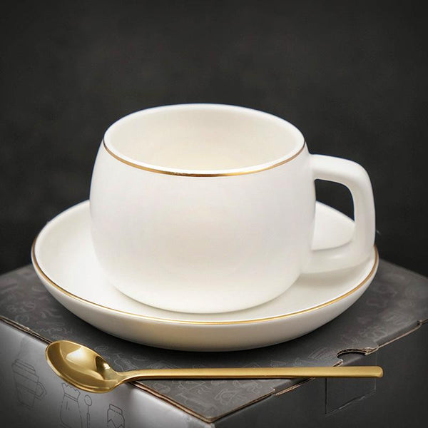 Handmade Black Coffee Cup, 8 oz Green Coffee Mug, White Coffee Cups, Tea Cup, Ceramic Cup, Round Coffee Cup and Saucer Set-Art Painting Canvas