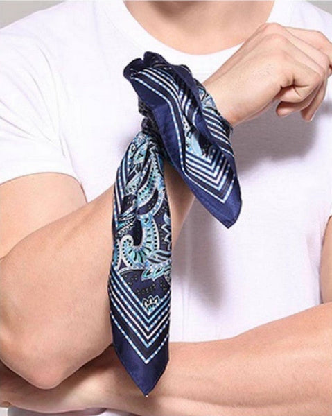 Pure Silk Square Scarf, Soft Silk Scarf Mens, Mens Dress Silk Scarf, Skinny Silk Scarf Men, Silk Neckerchief For Men, Summer Silk Scarf Men, Formal Silk Scarf Mens, Small Square Silk Scarf-Art Painting Canvas