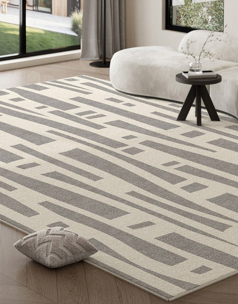Large Modern Rugs for Living Room, Gray Geometric Area Rugs for Bedroom, Contemporary Area Rugs for Dining Room-Art Painting Canvas