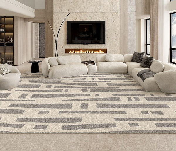 Large Modern Rugs for Living Room, Gray Geometric Area Rugs for Bedroom, Contemporary Area Rugs for Dining Room-Art Painting Canvas